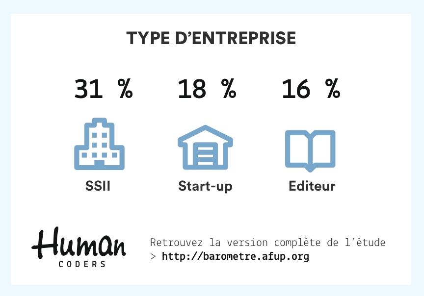 Type d'entreprise dans lesquelles travaillent les développeurs